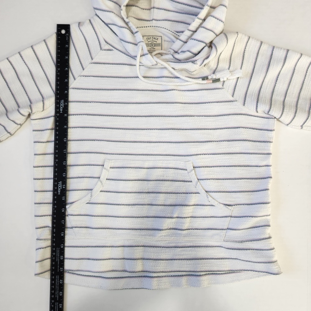 Fat Face Striped‎ Pullover Hoodie Cream Blue Striped Womens Size S Raglan Sleeve - Picture 5 of 8